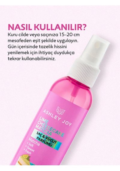 Lime Cheesecake Matcha Saç Ve Vücut Parfümü Limon, Şeftali, Ahududu, Sandal Ağacı 150ml