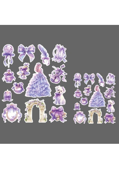 Violet Lady-vintage Sticker Set Mat Kağıt - 2li Etiket Seti- Mor Lady- Ajanda Defter Süsleme-journal Süsleme Mor