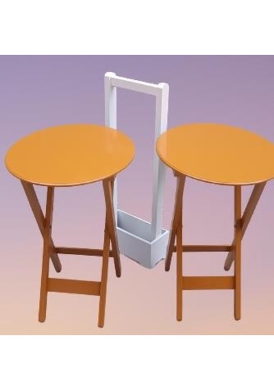 Çanta Zigon Sehpa Oval Model İkili Takım Ahşap Mdf Hardal Renk Uyumu El Yapımı
