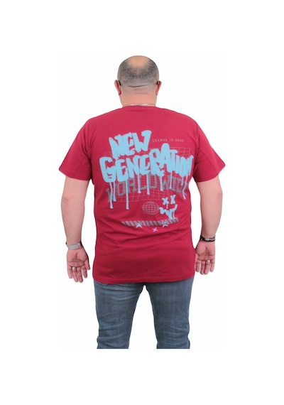 Moc Grande Mocgrande Erkek Büyük Beden Sıfır Yaka Tişört New Generation 24130 Bordo-Bordo