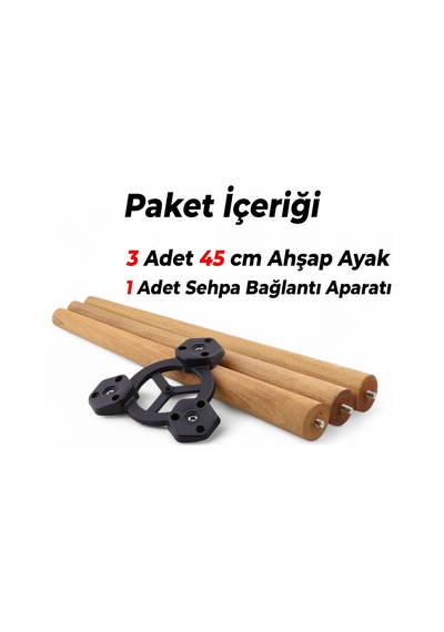Kahverengi 45 Cm 3 Lü Sehpa Ayak Seti Boyalı Doğal Ahşap Bohem Silindir Mobilya Ayakları Sehpa Masa 6395751