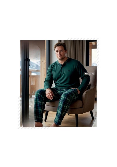 Pijamoni Pjm Erkek Battal Beden Mikrosoft Düğmeli Yaka Kışlık Pijama Takımı 6415/5 - 1 Adet Yeşil Pijamoni Pjm Erkek Battal Beden Mikrosoft Düğmeli Yaka Kışlık Pijama Takımı 6415/5 - 1 Adet Yeşil