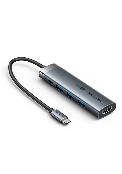 Vention 6'sı 1 Arada Alüminyum Alaşımlı Type-c Hub Çoklayıcı - 4k Hdmı 3xusb 3,0 Usb 3,2 Gen 1 Type-c Veri Pd Gri 0,15m