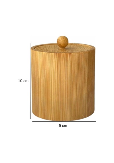 Doğal Bambu Ahşap Baharatlık Kapaklı Silindir Saklama Kabı 9x10 Cm El Yapımı Mutfak Düzeni Çok Renkli