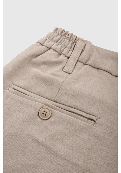Deepsea Erkek Bej Likralı Beli Lastikli & İpli Dar Kesim Şık Kumaş Pantolon 2600572 Bej
