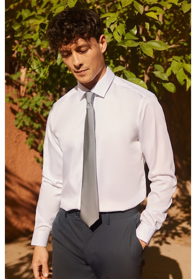 AC&Co / Altınyıldız Classics Ütülemesi Kolay Slim Fit Dar Kesim Klasik Yaka Pamuklu Erkek Gömlek Beyaz