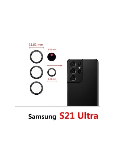 Samsung Uyumlu G998 S21 Ultra Arka Kamera Camı ( Çıtasız Sadece Cam)