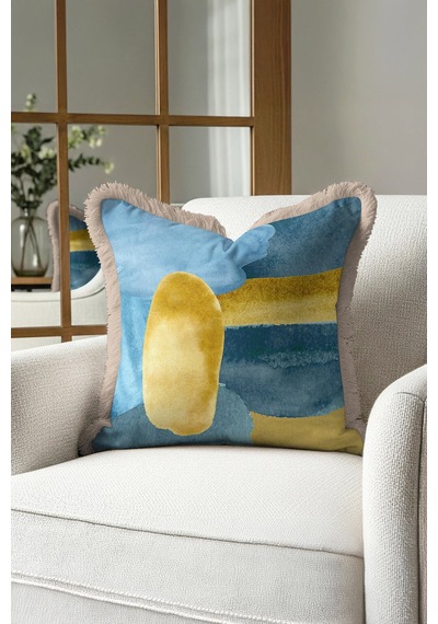 Modern Sanat Esintili Saçaklı Yastık Kılıfı - Minimalist Bohem Mavi Krem Püsküllü Kırlent Kılıfı Sisli Bebek Mavisi Modern Sanat Esintili Saçaklı Yastık Kılıfı - Minimalist Bohem Mavi Krem Püsküllü Kırlent Kılıfı Sisli Bebek Mavisi