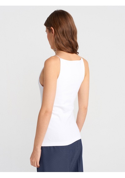 Dilvin 21020 Halter Yaka Top-beyaz Beyaz