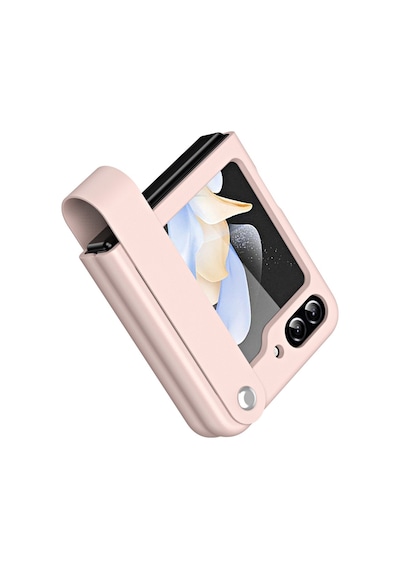 Teleplus Samsung Galaxy Uyumlu  Z Flip 6 Kılıf Skinfeel Shockproof El Tutmalı Standlı Kapak Pembe