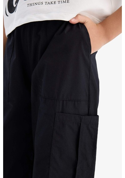 DeFacto Kız Çocuk Paraşüt Kargo Jogger Paça Pantolon E0162A825SMBK27 Siyah