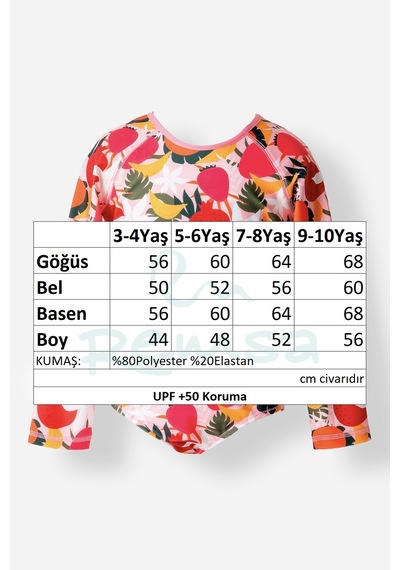 Neopy Uv Korumalı Uzun Kollu Sırtı Açık Tulum Kız Çocuk Yüzücü Mayo 5214 Pembe