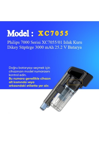 Philips 7000 Serisi Xc7055/01 Islak Kuru Dikey Süpürge 3000 Mah 25.2 V Batarya