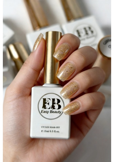 Altın Simli Kalıcı Oje - Nail Art Oje - Tpo İçermez - Glıtter Gel Polısh G5 60-g5