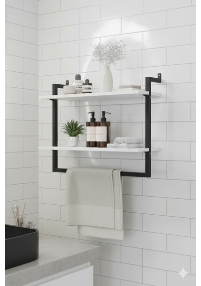 2'li Duvara Monte Banyo Rafları Beyaz Diğer