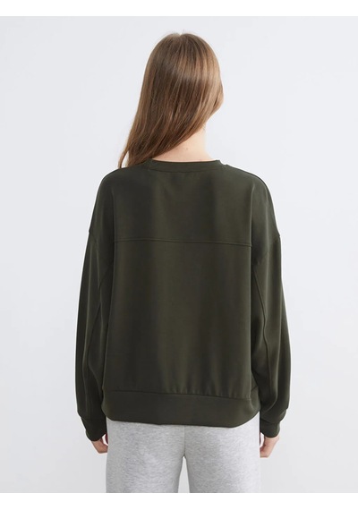 Lc Waikiki Haki Soft Touch Oversize Kadın Sweatshirt