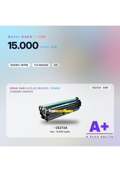 Hp 650a Ce272a Sarı Uyumlu Toner A Plus / Color Laserjet Enterprise Cp5525 / M750