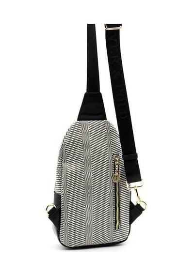Silver Polo Sp959 Kadın Vücut Çantası Hasır Siyah Beyaz-siyah