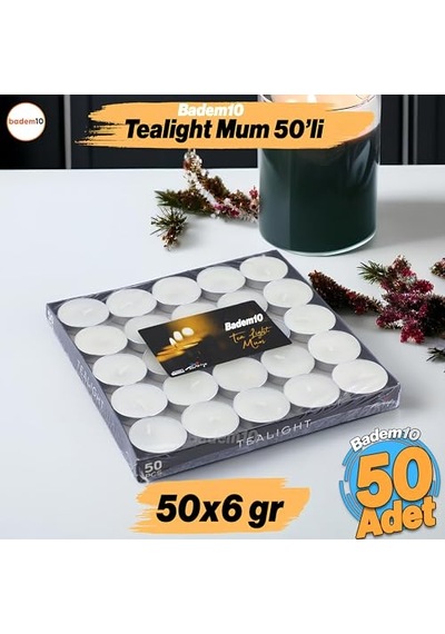 Tealight Mum 50x6 Gr Dekoratif Mumu Kandil Hediyelik Fitilli Mumluk Şamdan Krem Renk Kokusuz Çok Renkli