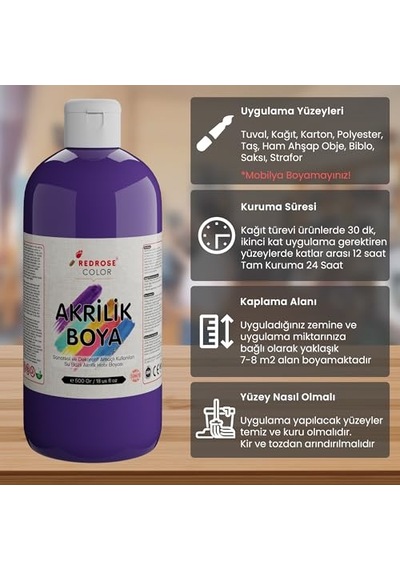 Mor Akrilik Boya 500gr 0,15 L