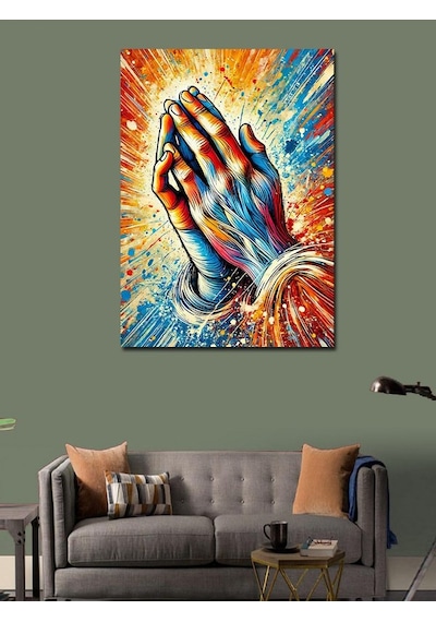Kanvas Tablo Dua Eden Eller Renkli Çizim 50cmx70cm