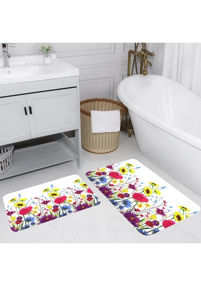 Rovigo Home Baskılı Kaymaz Taban 2 Li Banyo Paspas Takım Rvg5070-100X60-60X50 Çok Renkli