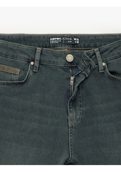 Koton Pamuklu Normal Bel Slim Fit Jean Pantolon - Brad Jean Petrol 6wam40017nd