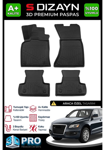 S-dizayn Audi Q5 3d Pro Havuzlu Paspas 2009-2017 A+ Kalite