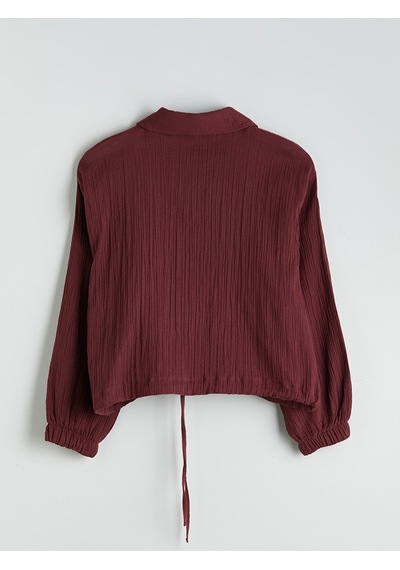 Lcw Vision Bordo Oversize Müslin Kadın Gömlek