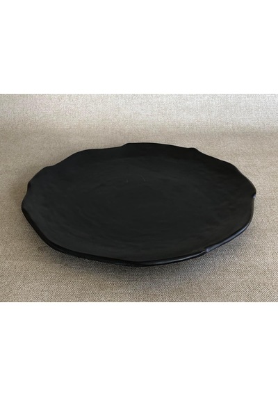 Melamin Yassı Yuvarlak Servis Tabağı Siyah 27cm - Melamin Tabak