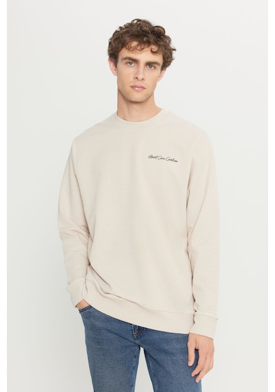 AC&Co / Altınyıldız Classics Erkek Bej 2 İplik Pamuklu Standart Fit Normal Kesim Rahat Bisiklet Yaka Sweatshirt Bej