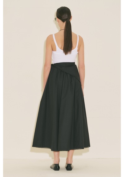 Manuka Önü Düğmeli Poplin Etek Siyah Ss26etk00001-01 Siyah