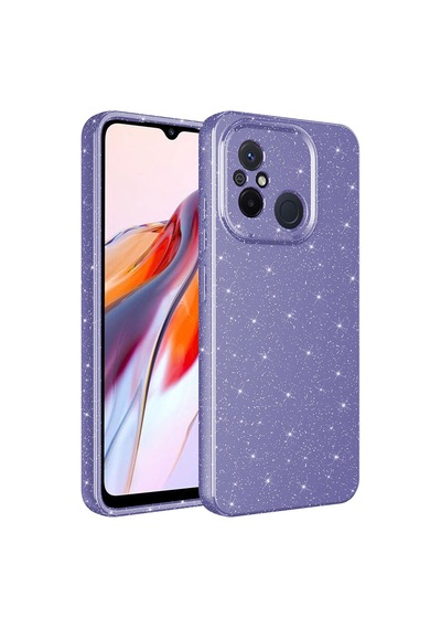 Zore Redmi 12c Kılıf Kamera Korumalı Simli Lüks Ogaa Koton Kapak - Mor