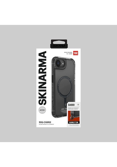 Apple iPhone 16e Uyumlu Kılıf M-safe Şarj Özellikli Şeffaf Airbag Tasarımlı Skinarma Saido Kapak Siyah