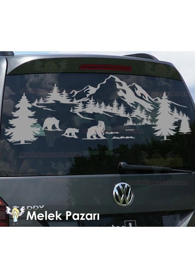 Ayı Sürüsü Dağ Orman Doğa Manzara Off Road Kamp Karavan Sticker