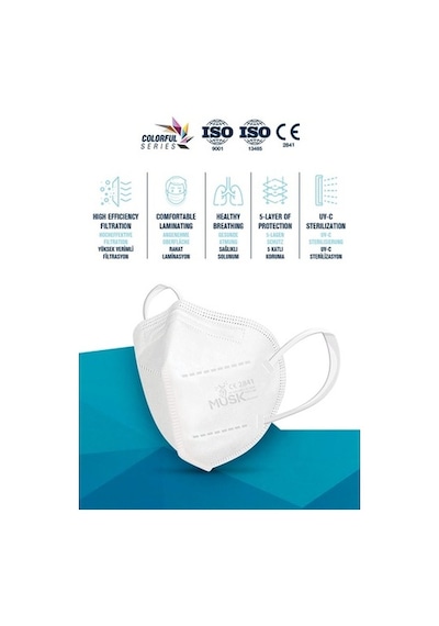 Musk Ffp2/N95 Maske Mix Renk 30 Adet