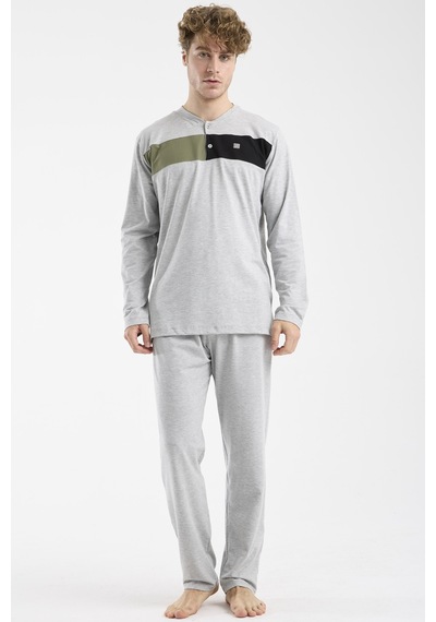 Sementa Blok Detaylı Regular Fit Pijama Takım - Gri Gri