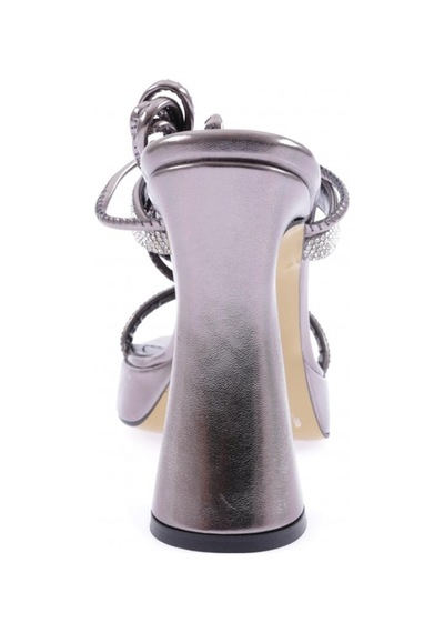 Dgn 3582-23y Kadin Kristal Taşli Bantli Bilekten Bağlamali Kalin Topuklu Sandalet 3582-2271-R13773 Platin