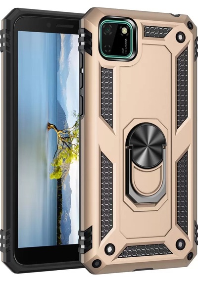 Newface Huawei Y5p Kılıf Sofya Yüzüklü Silikon Kapak - Gold Altın