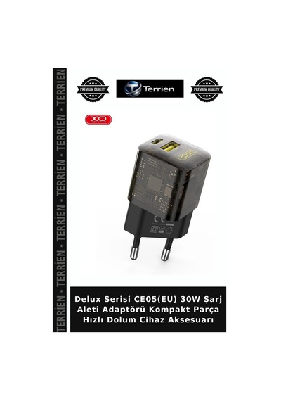 Delux Serisi Ce05 Eu 30w Şarj Aleti Adaptörü Kompakt Parça Hızlı Dolum Cihaz Aksesuarı