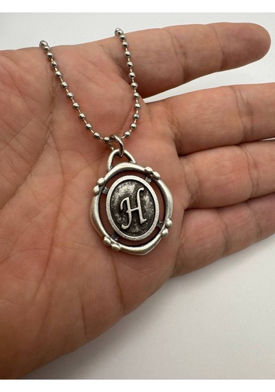 H Harfli Antik Unisex Kolye Kişisel, Zarif Ve Özgün Tasarım Çok renkli