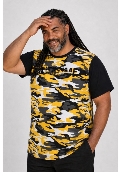 Starbattal Büyük Beden Shoulder Line Camouflage Erkek Tişört 23147 Hardal-1128