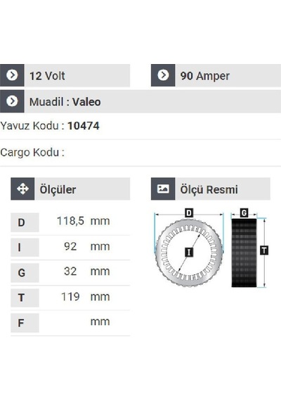 Nursan 182912 Statör 12v 90a Hyundai Accent Era.opel Corsa.opel Combo Multijet Gurubu