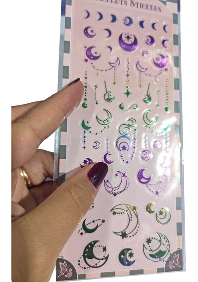 Şeffaf Renkli Sticker 7x17 Cm - Ay Yıldız Tarot Çok Renkli