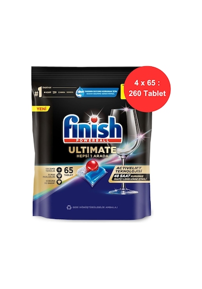 Finish Ultimate Hepsi Bir Arada Bulaşık Makinesi Tableti 4 x 65 Tablet