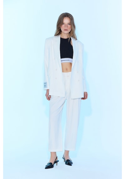 Sagaza Studio Ss6059 Pileli Pantolon Beyaz