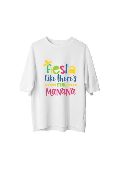 Paybuy Fiesta Ruhunu Yaşa Baskılı Erkek Oversize Tişört Beyaz