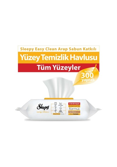 Sleepy Yüzey Temizlik Havlusu Arap Sabun 3 Paket 300 Yaprak Diğer