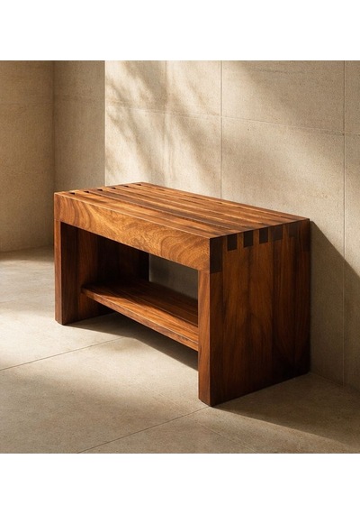 Shark Anatolia Premium Iroko Banyo Bahçe Havuz Bankı Raflı Ekstra Güçlü 86cm Indoor/outdoor Çok Renkli
