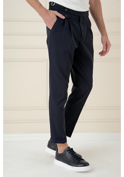 Efor Comfort Fit Beli Tokalı Çift Pileli Lacivert Jogger Pantolon P 1172 Lacivert